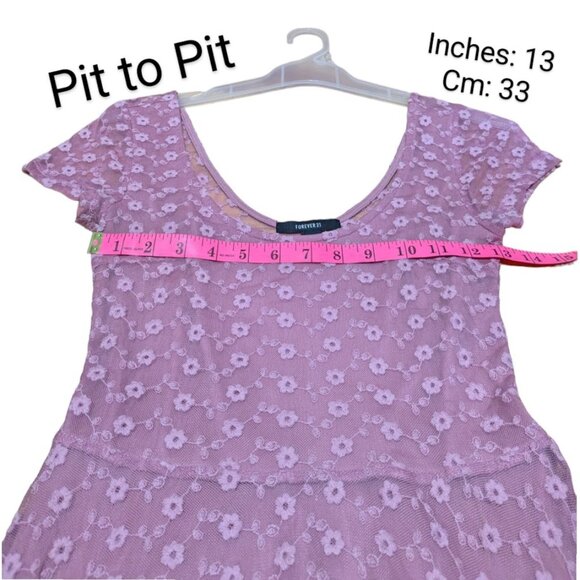 Forever 21| Cute Feminine Summer Old Pink Floral Lace Mini Dress |Size: Small - Picture 3 of 5